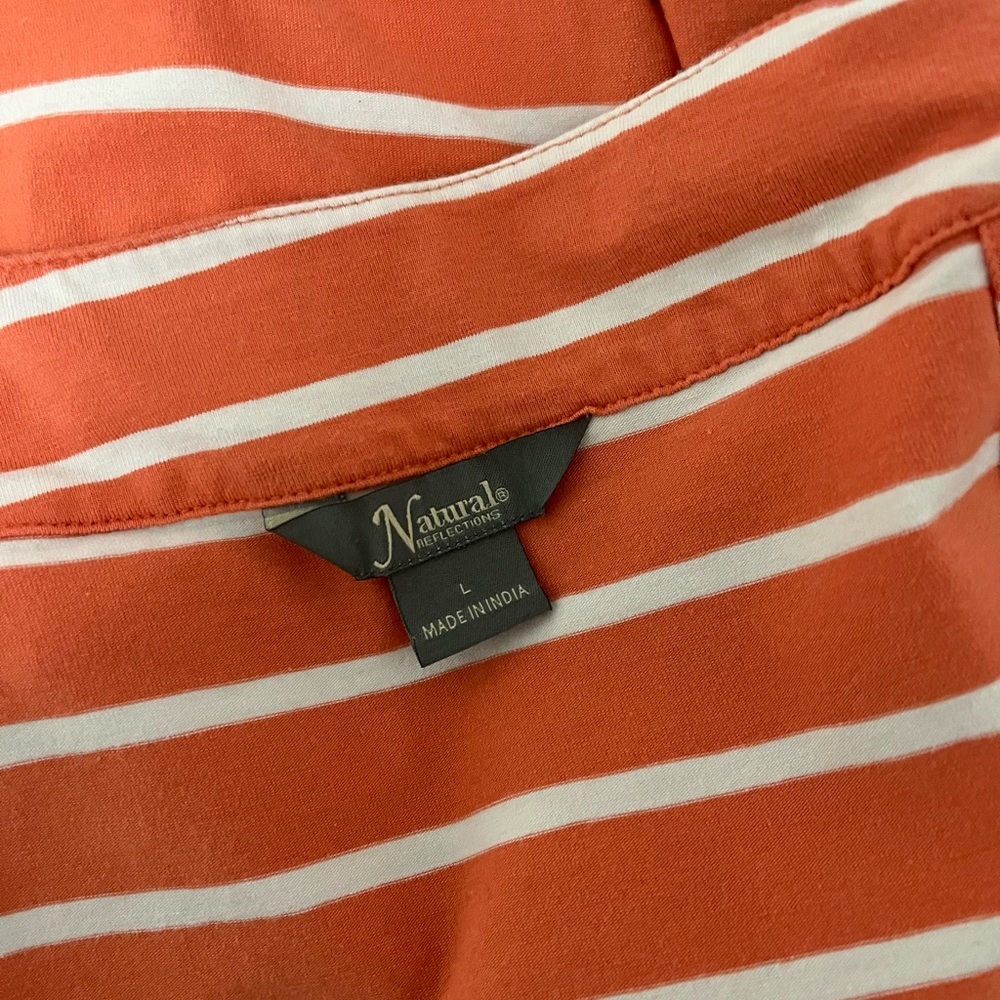 Natural Reflections Coral and White Striped Tank Shift Dress - Picture 5 of 7